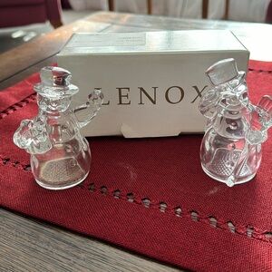 Set of 2 Lenox Crystal 3.5" Snowmen Figurines/Ornaments.
